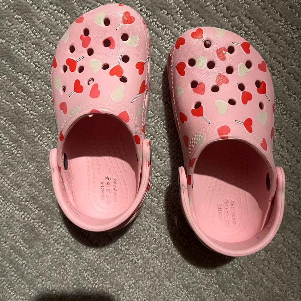 CROCS Kids Pink and Red Heart Clogs